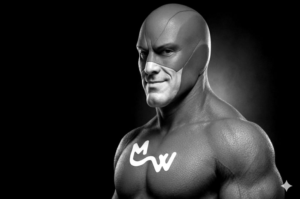 Header image mooie website superhero black and white.